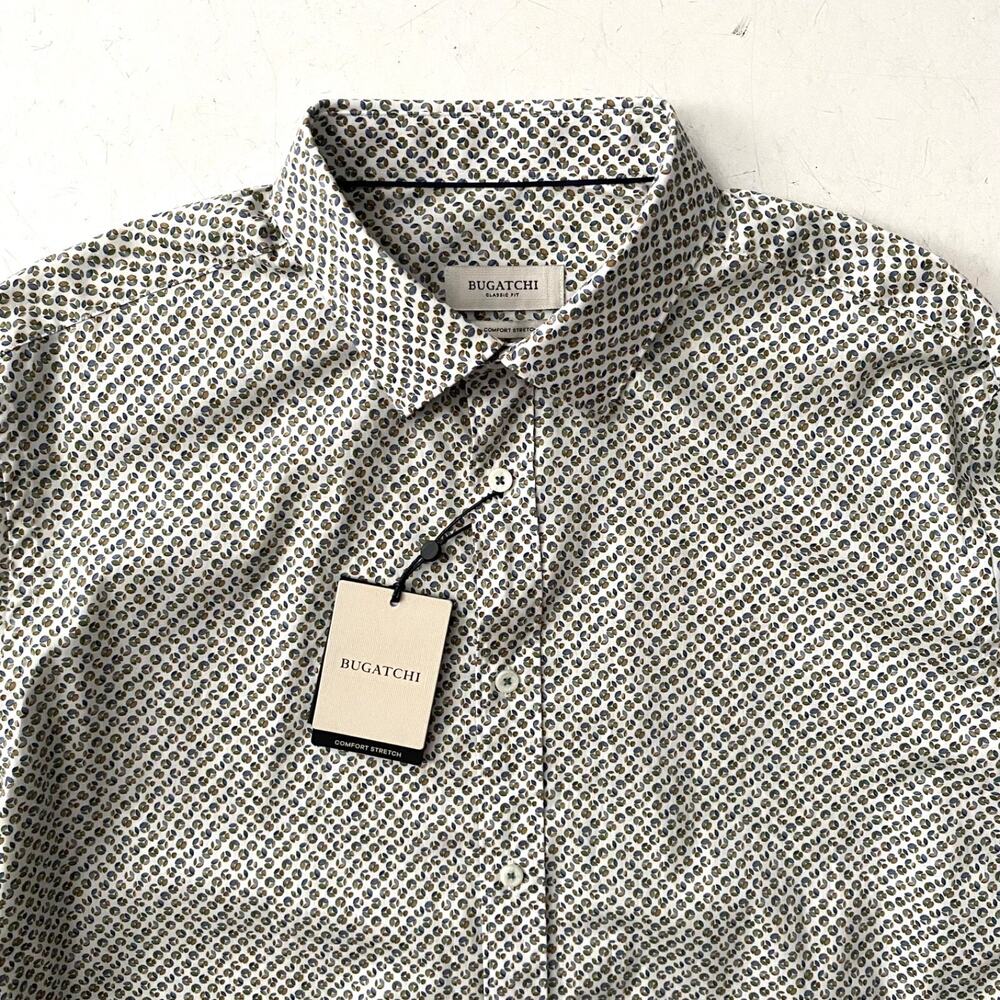 Bugatchi Nwt Classic Fit Comfort Stretch Khaki Julian Long Sleeve Shirt Large L